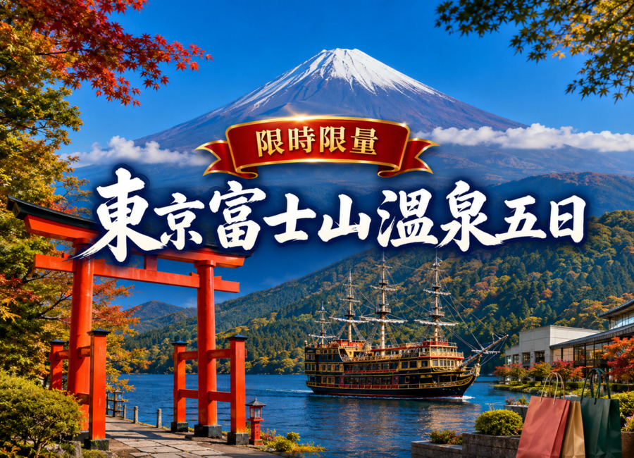 第2人折1000 【東京】【限時限量】東京富士山溫泉5日~$27,900起